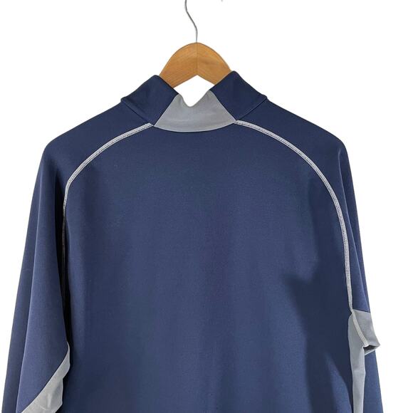 NIKE Fit Men Quarter Zip LOGO Swoosh Pullover Sweatshirt Colorblock Blue Gray XL - Picture 5 of 12